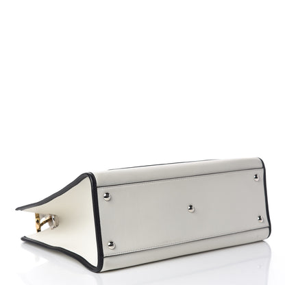 Fendi Vitello Century Opaco F is Fendi Bi-Color Regular Runaway Satchel White Ice Black 4 of 12