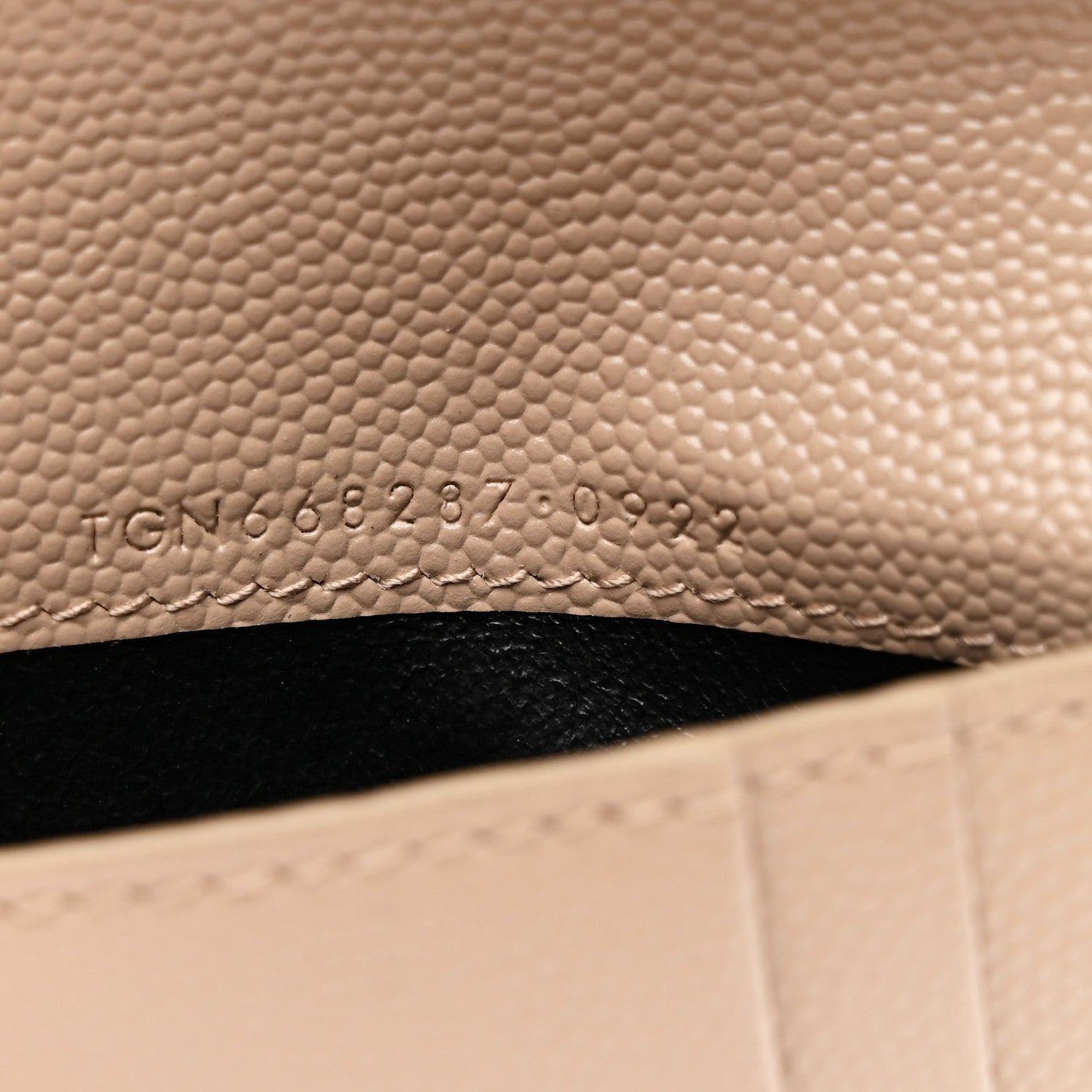 Saint Laurent Grain De Poudre Matelasse Chevron Monogram Zipped Two-Part Wallet Dark Beige 7 of 10