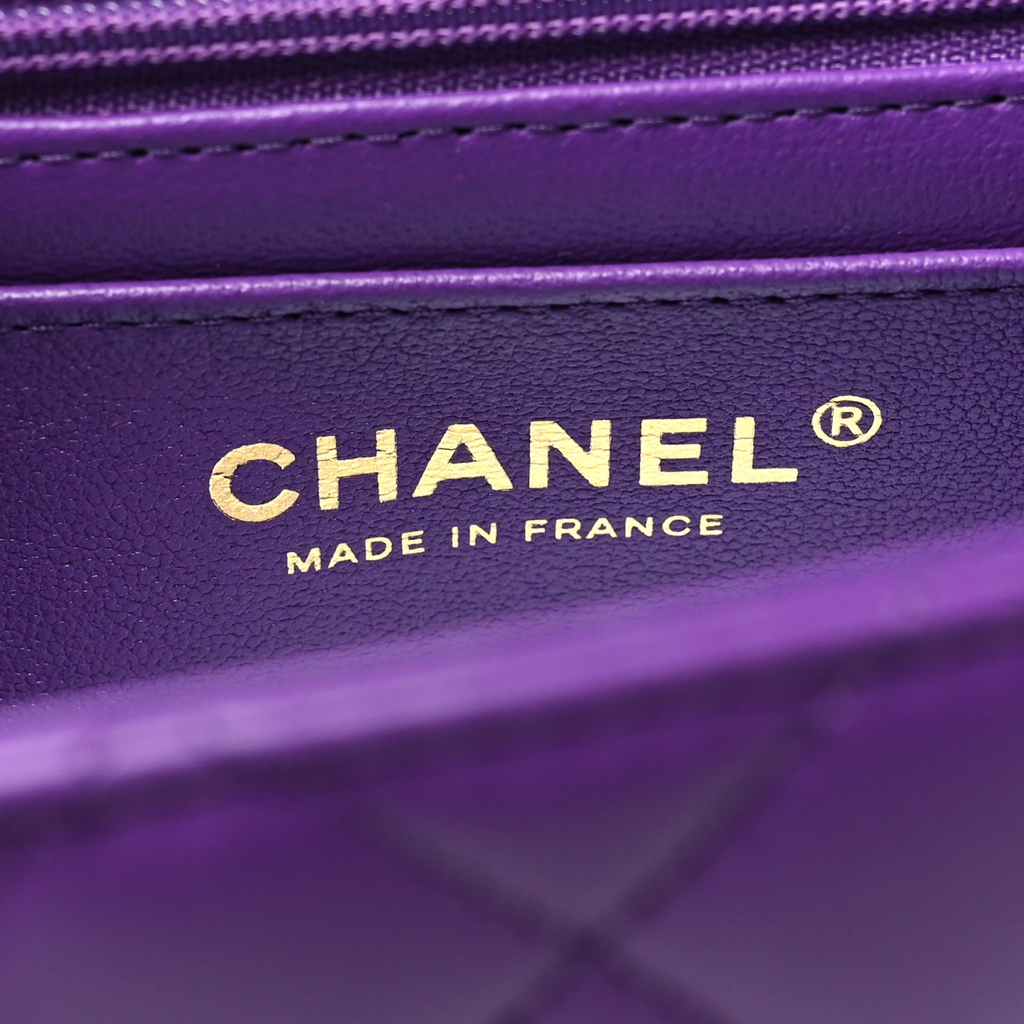 Lambskin Quilted Mini Top Handle Rectangular Flap Dark Purple