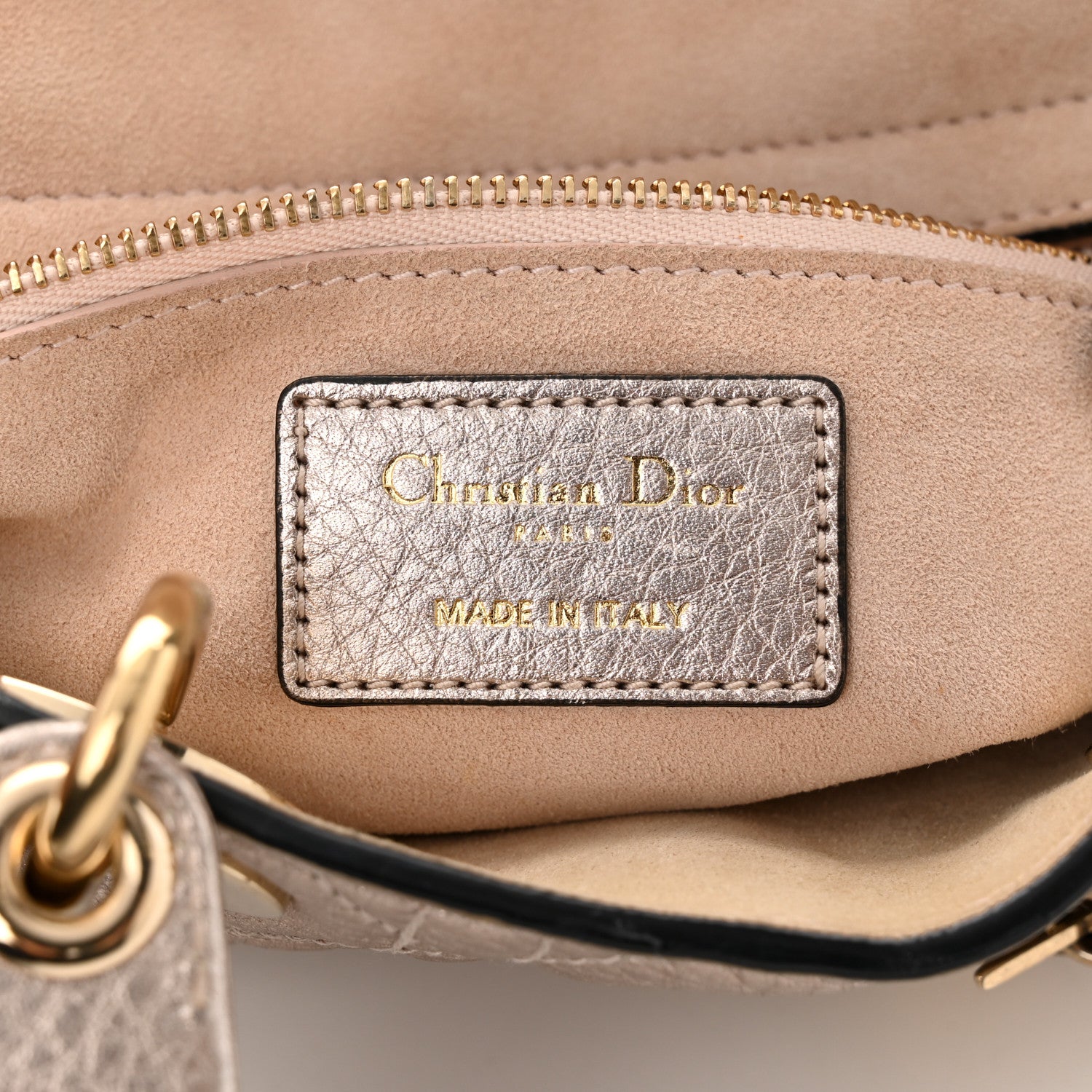 Christian Dior Metallic Grained Calfskin Cannage Small Supple Lady Dior Pale Gold 6 of 15