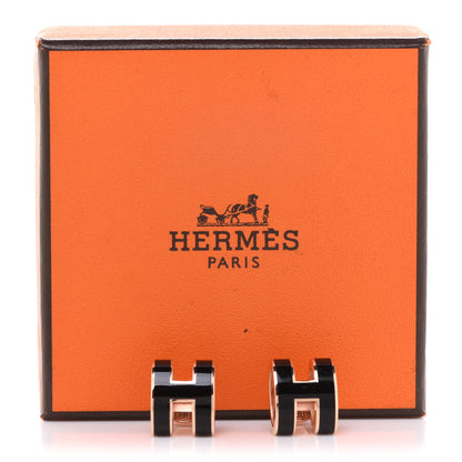 Hermes Rose Gold Lacquered Pop H Earrings Black 6 of 6