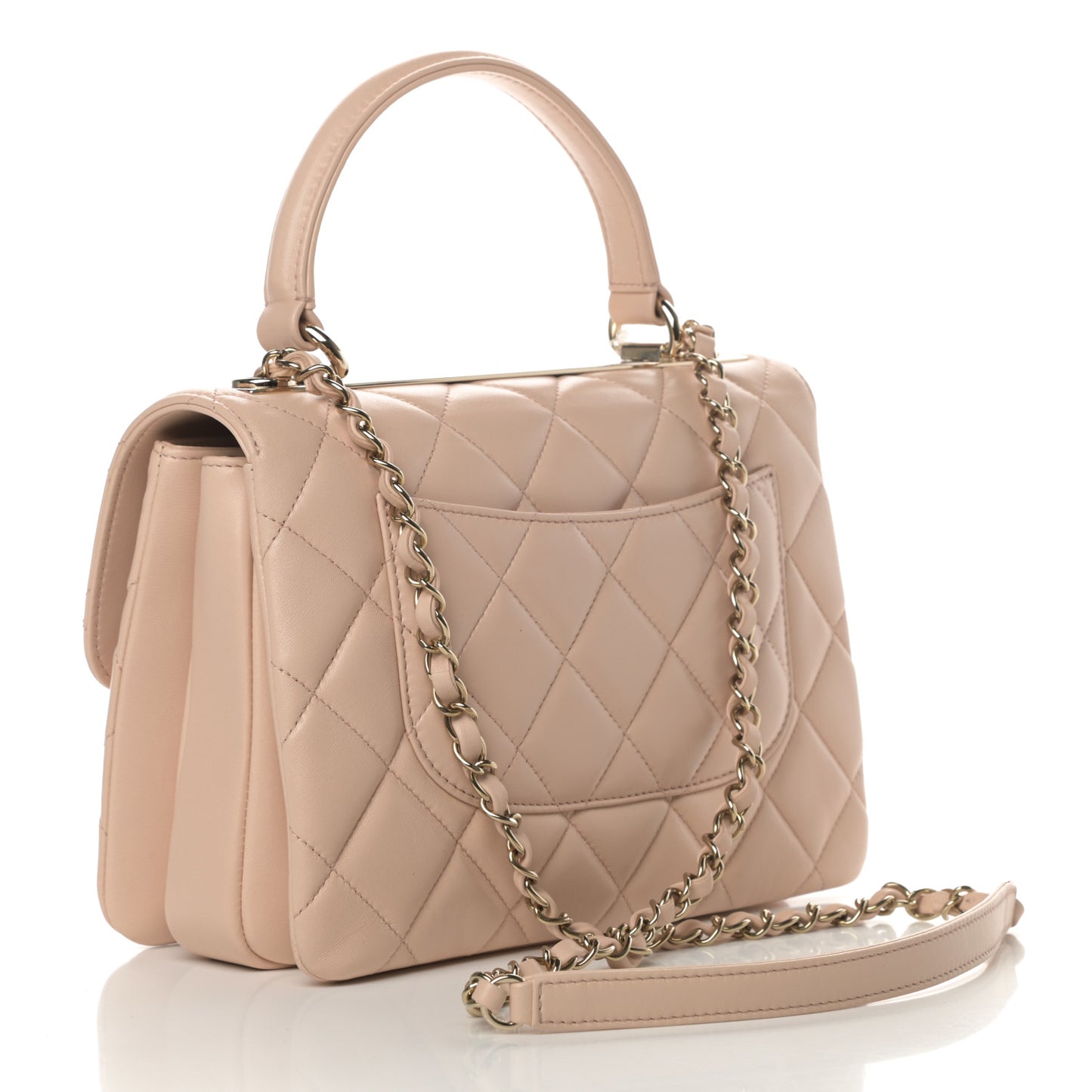Lambskin Quilted Small Trendy CC Dual Handle Flap Bag Beige