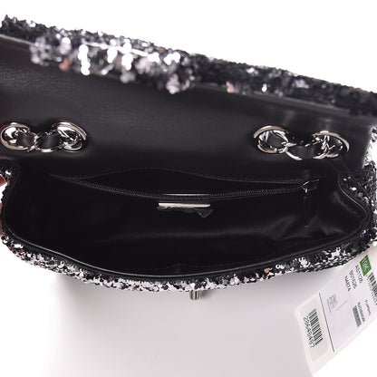 Chanel Sequin Single Flap Silver Black Silver 7 of 11