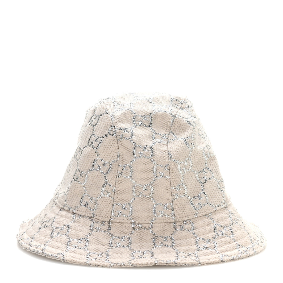 Gucci Canvas Lame GG Monogram Bucket Hat M Gardenia Silver 5 of 9