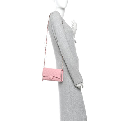 Chanel Caviar Quilted Phone Holder Wallet on Removable Chain Pink 2 of 13