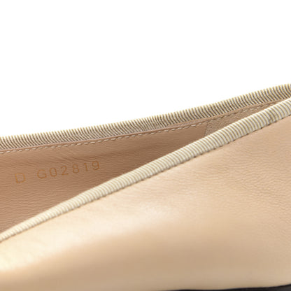 Chanel Lambskin Cap Toe CC Ballerina Flats 35 Beige Black 13 of 13