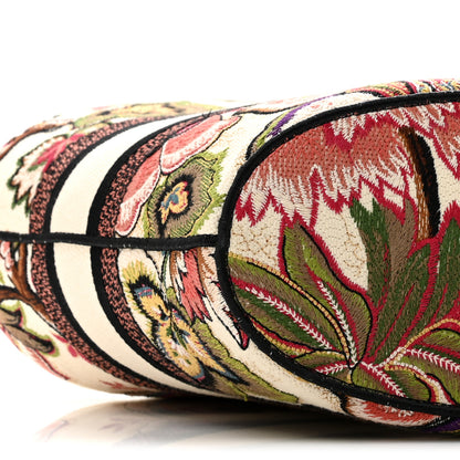 Christian Dior Canvas Embroidered Floral Panier Chapeau Tote White Multicolor 10 of 12