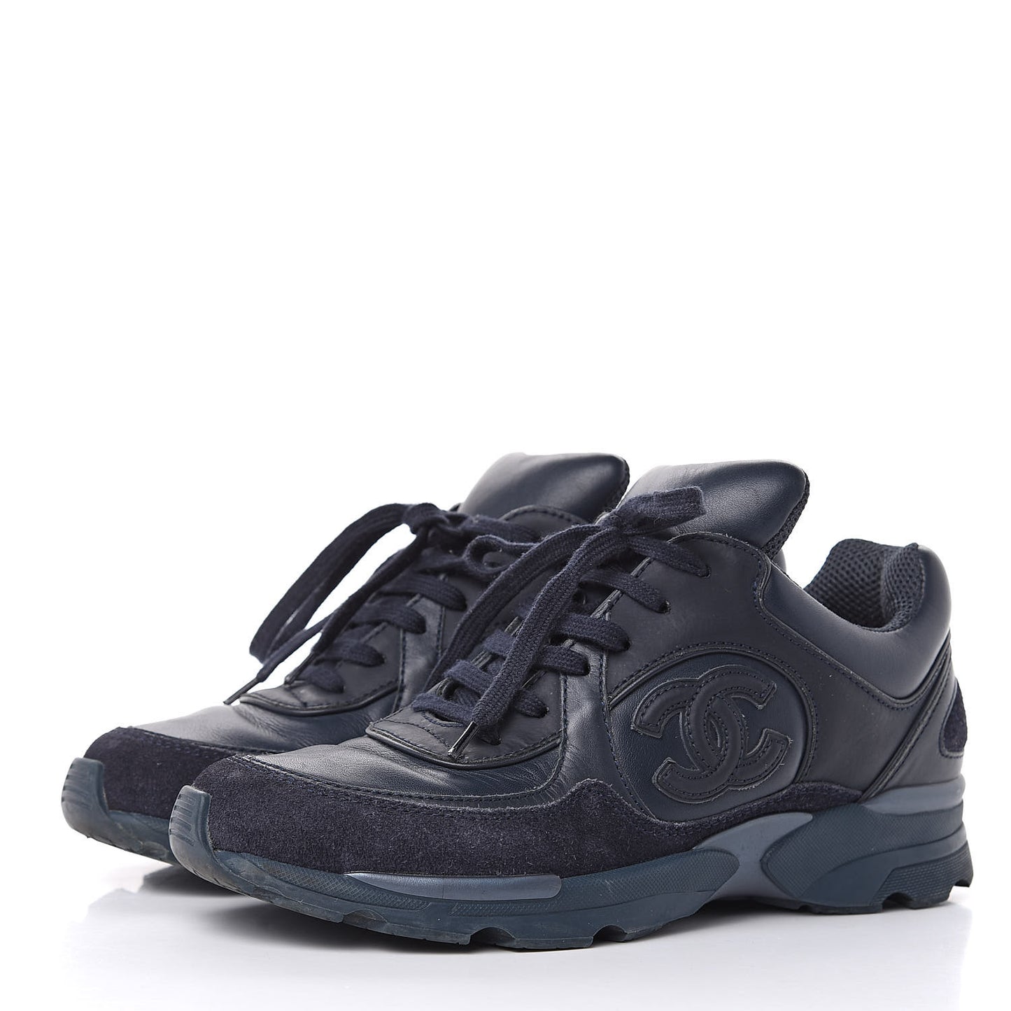 Suede Calfskin CC Sneakers 36 Blue