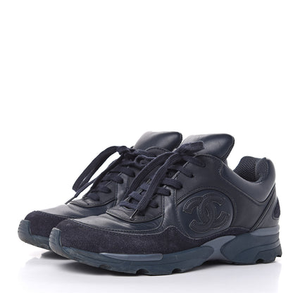 Chanel Suede Calfskin CC Sneakers 36 Blue 3 of 11