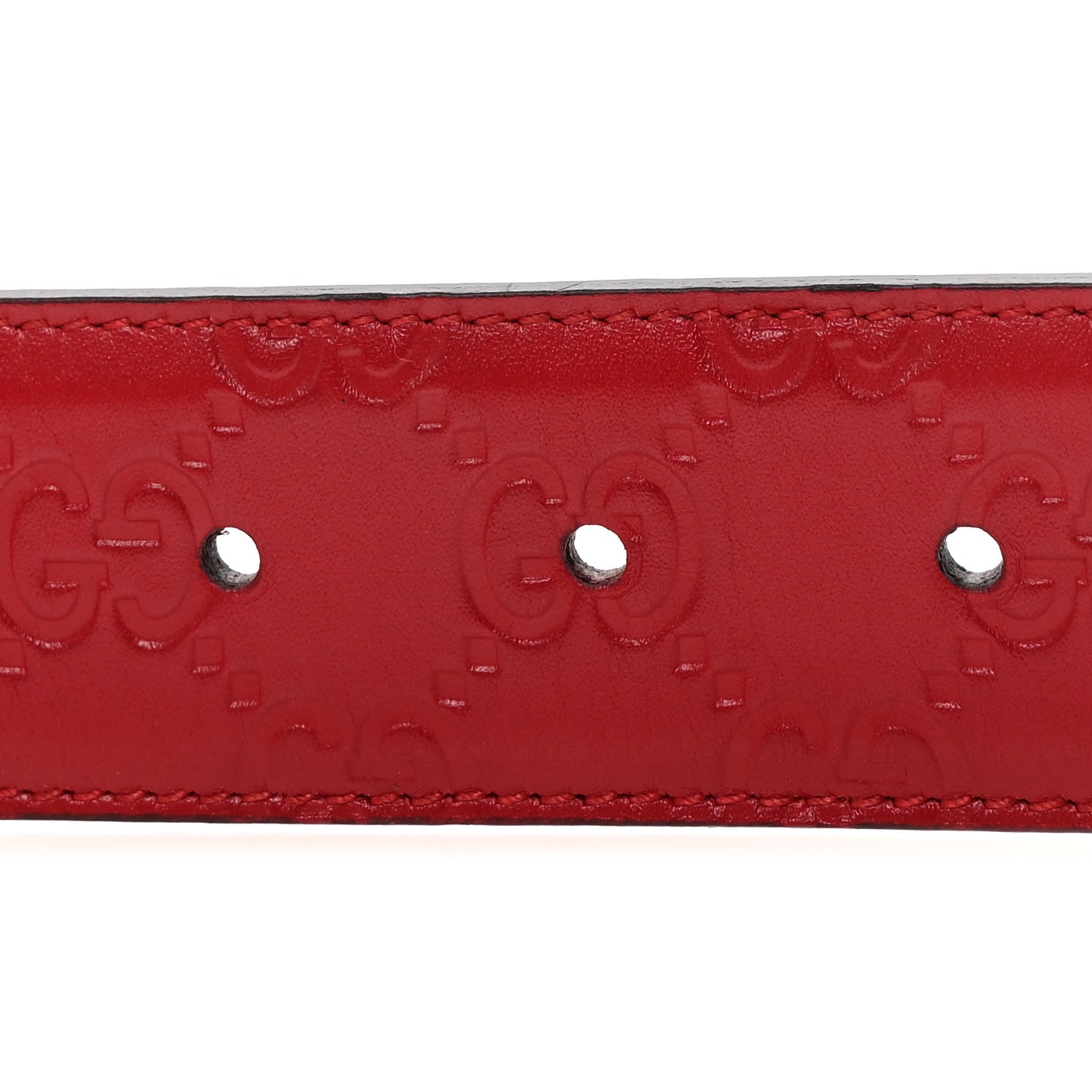 Guccissima Signature Interlocking G 37mm Belt 80 32 Hibiscus Red