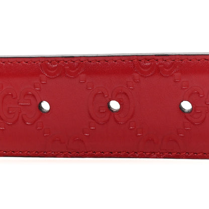 Gucci Guccissima Signature Interlocking G 37mm Belt 80 32 Hibiscus Red 3 of 6