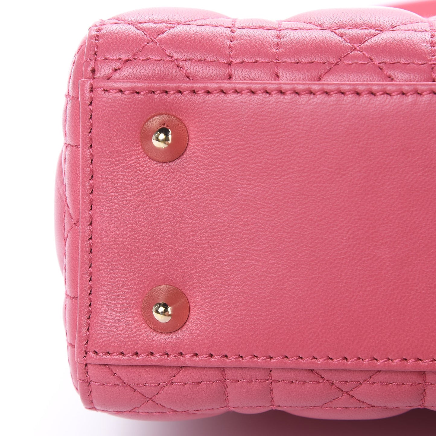 Lambskin Cannage Small Lady Dior Fraise