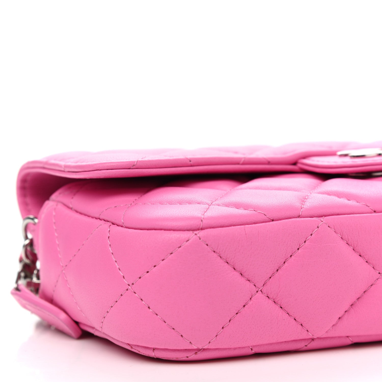 Chanel Lambskin Quilted Flap Phone Holder With Chain Neon Pink 11 of 14