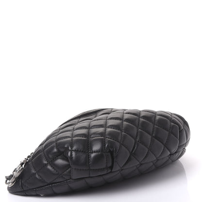 Chanel Lambskin Quilted Banane Waist Bag Fanny Pack Black 3 of 9