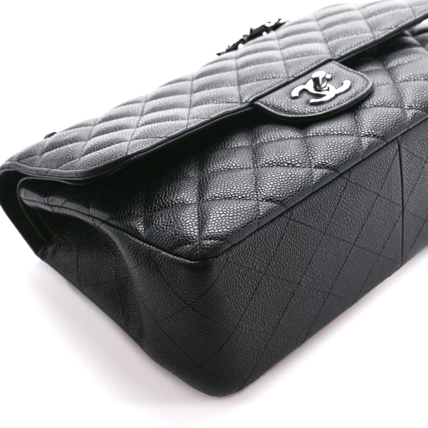 Caviar Quilted Jumbo Double Flap Black