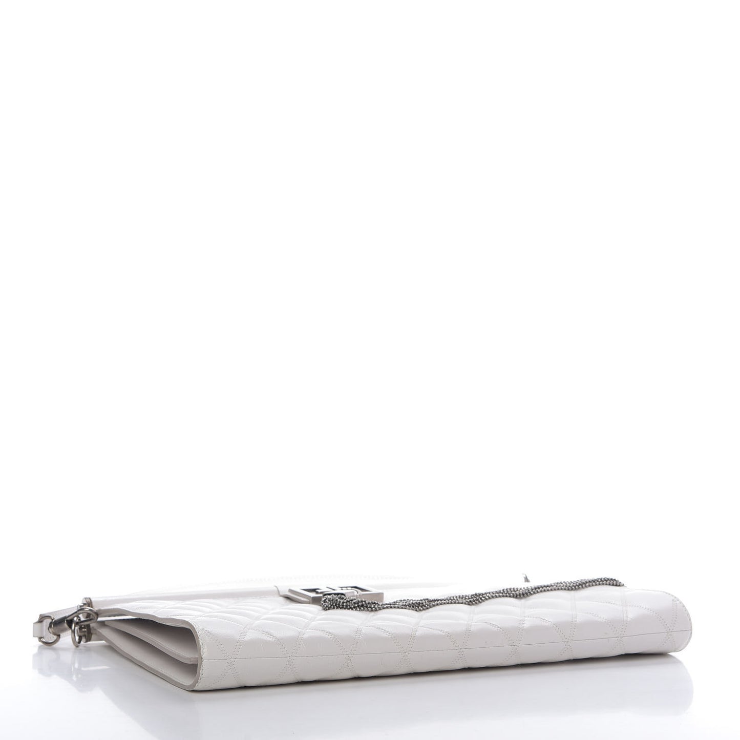 Goatskin Quilted Large Gem Bag White