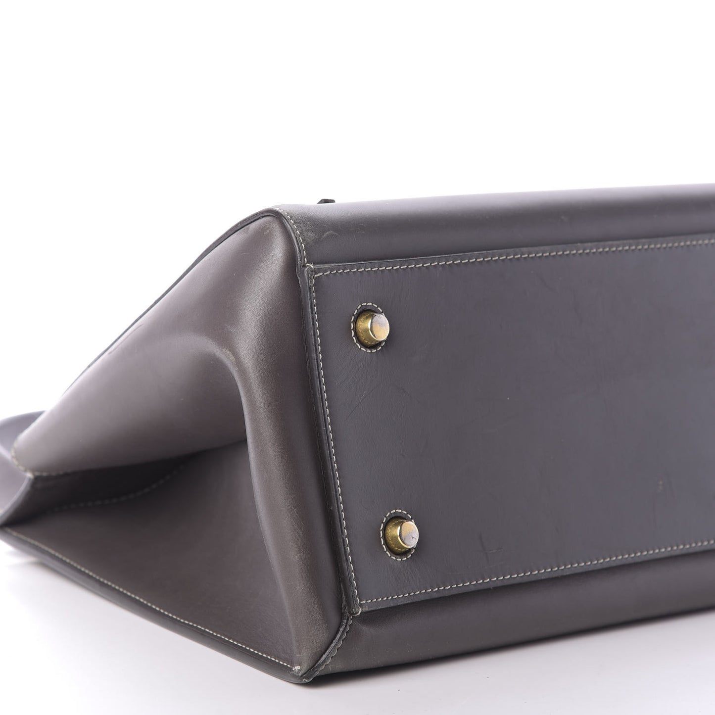 Smooth Calfskin Medium Edge Shoulder Bag Grey
