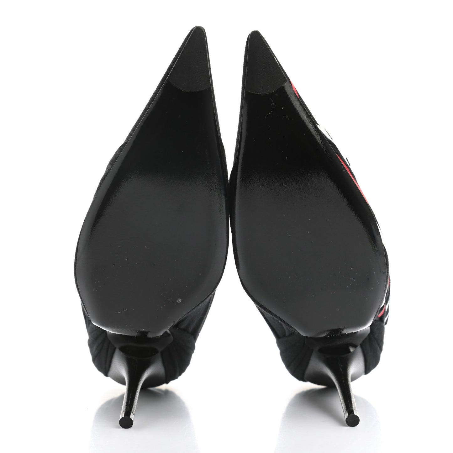 Jersey Crepe Political Campaign Logo Knife 115 Pointed Pumps 36 Black White Rouge