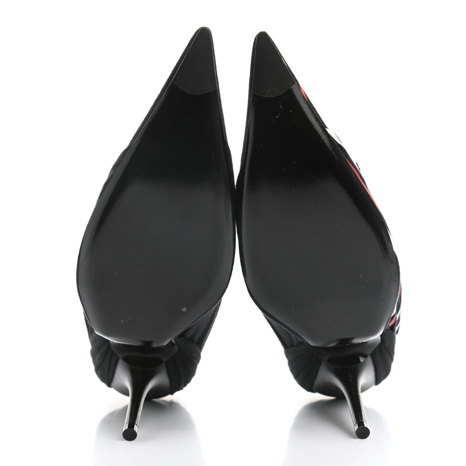 Balenciaga Jersey Crepe Political Campaign Logo Knife 115 Pointed Pumps 36 Black White Rouge 5 of 9