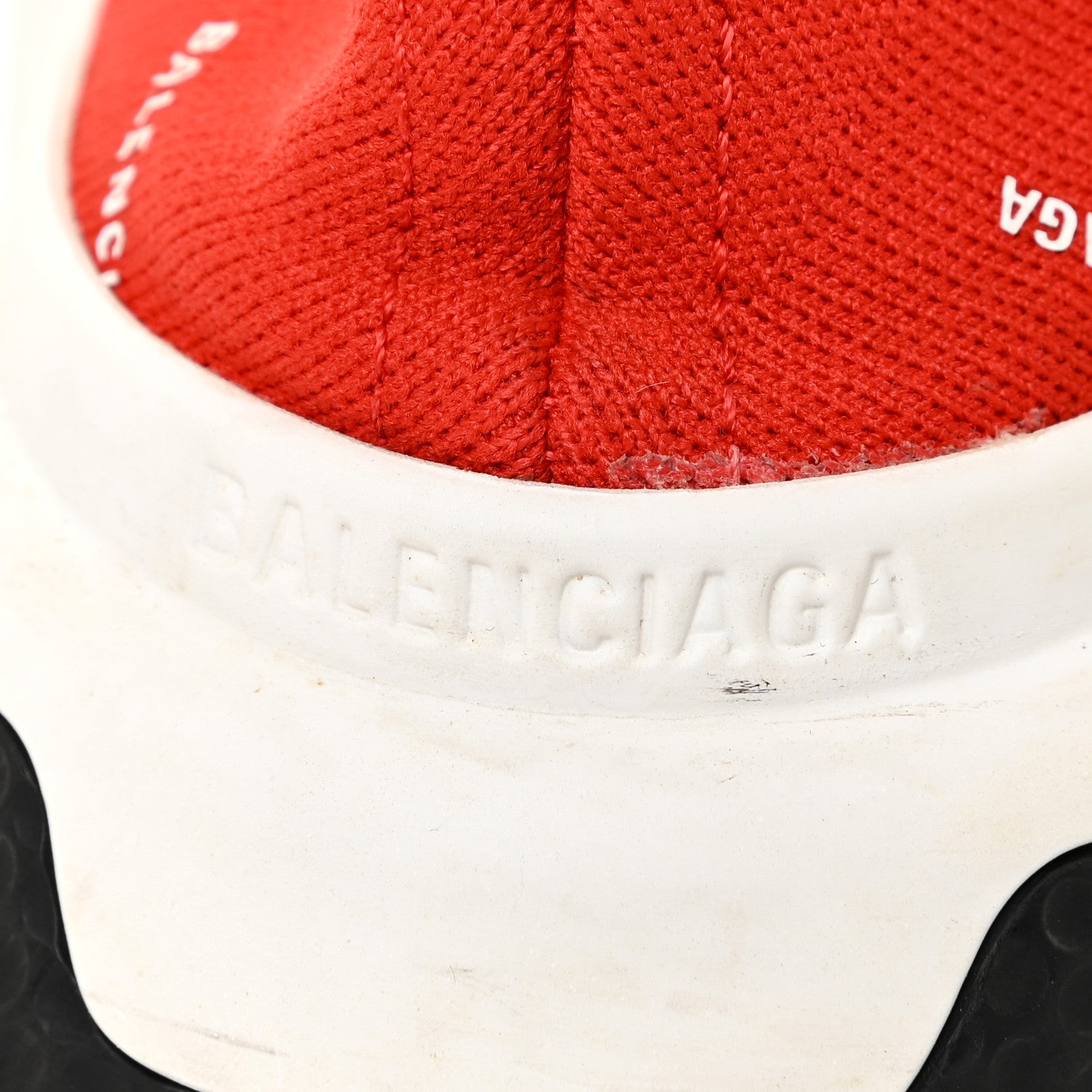 Balenciaga Neoprene Knit Allover Logo Womens Speed Sneakers 39 Rouge White 15 of 17