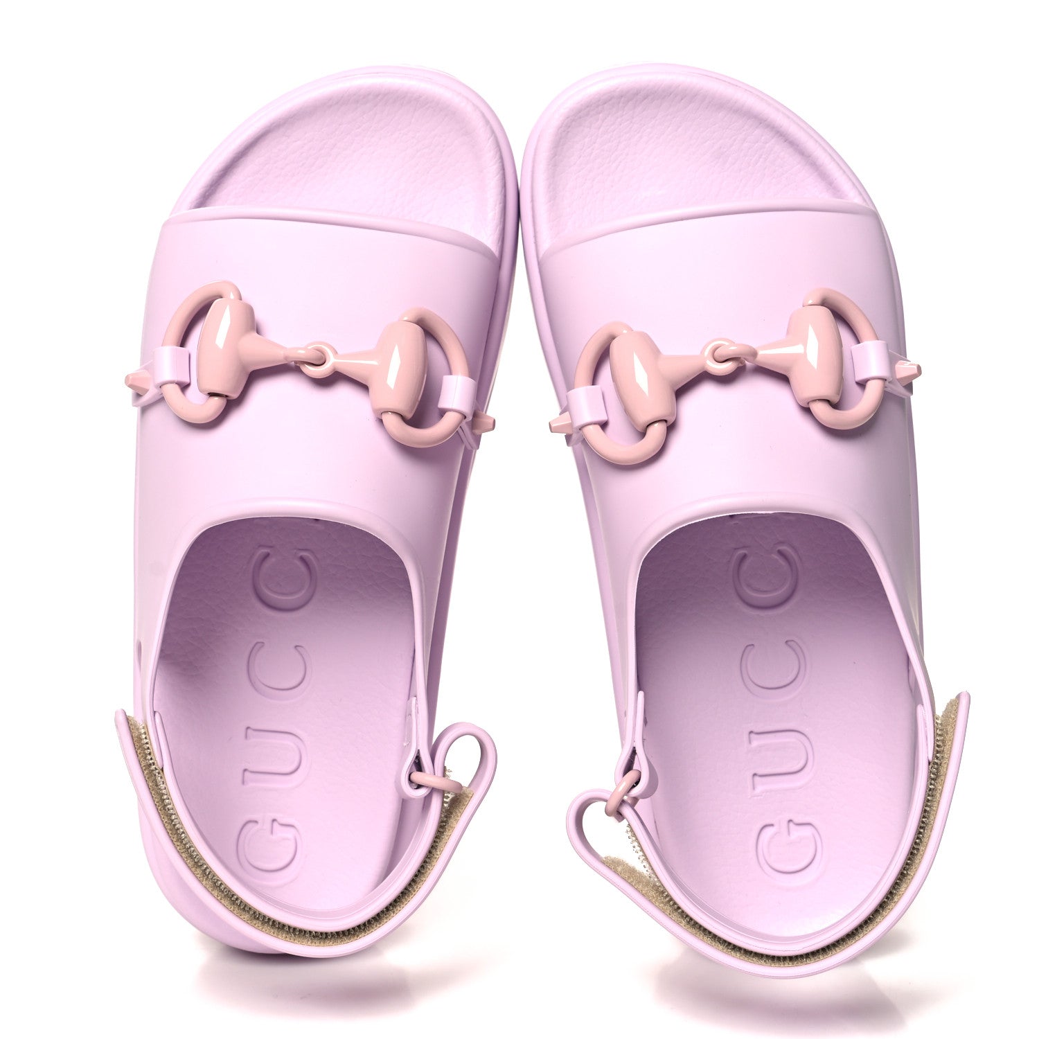 Gucci Soft Rubber Horsebit Touch Womens Strapped Sandals 37 Talc Pink 2 of 10