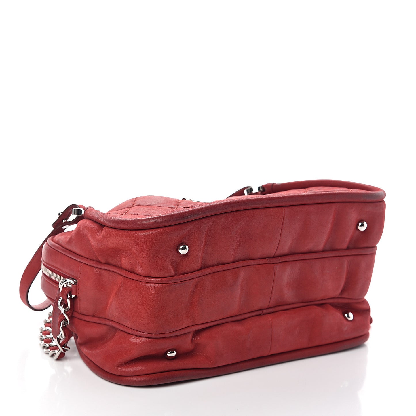 Iridescent Calfskin Quilted Relax CC Camera Case Red