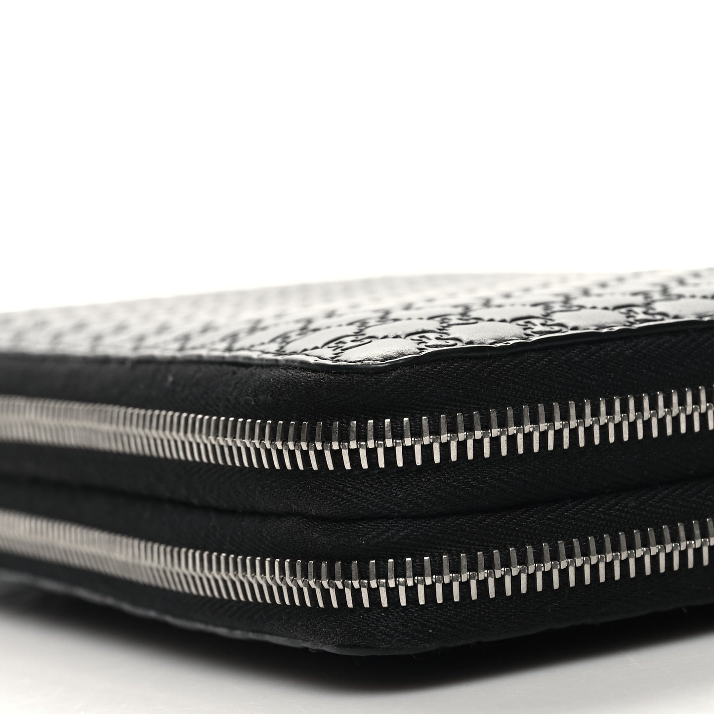 Microguccissima Zip Around Top Handle Travel Wallet Black