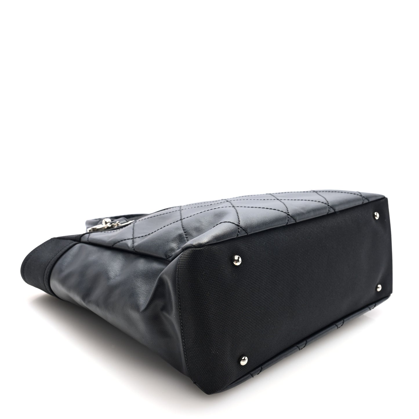 Coated Canvas Quilted Large Paris Biarritz Tote Black
