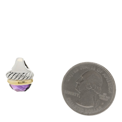 David Yurman Sterling Silver 14K Yellow Gold Amethyst 10mm Acorn Pendant 6 of 8