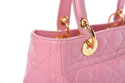 Christian Dior Grained Calfskin Cannage Medium Lady Dior Pink 21 of 29