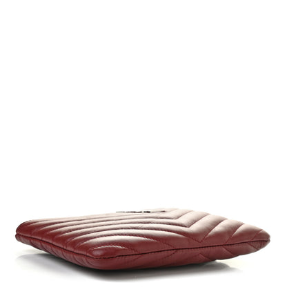 Saint Laurent Calfskin Matelasse Chevron Monogram Pouch Palissandre 8 of 14