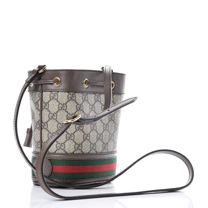 Gucci GG Supreme Monogram Web Mini Ophidia Bucket Bag Brown 3 of 11