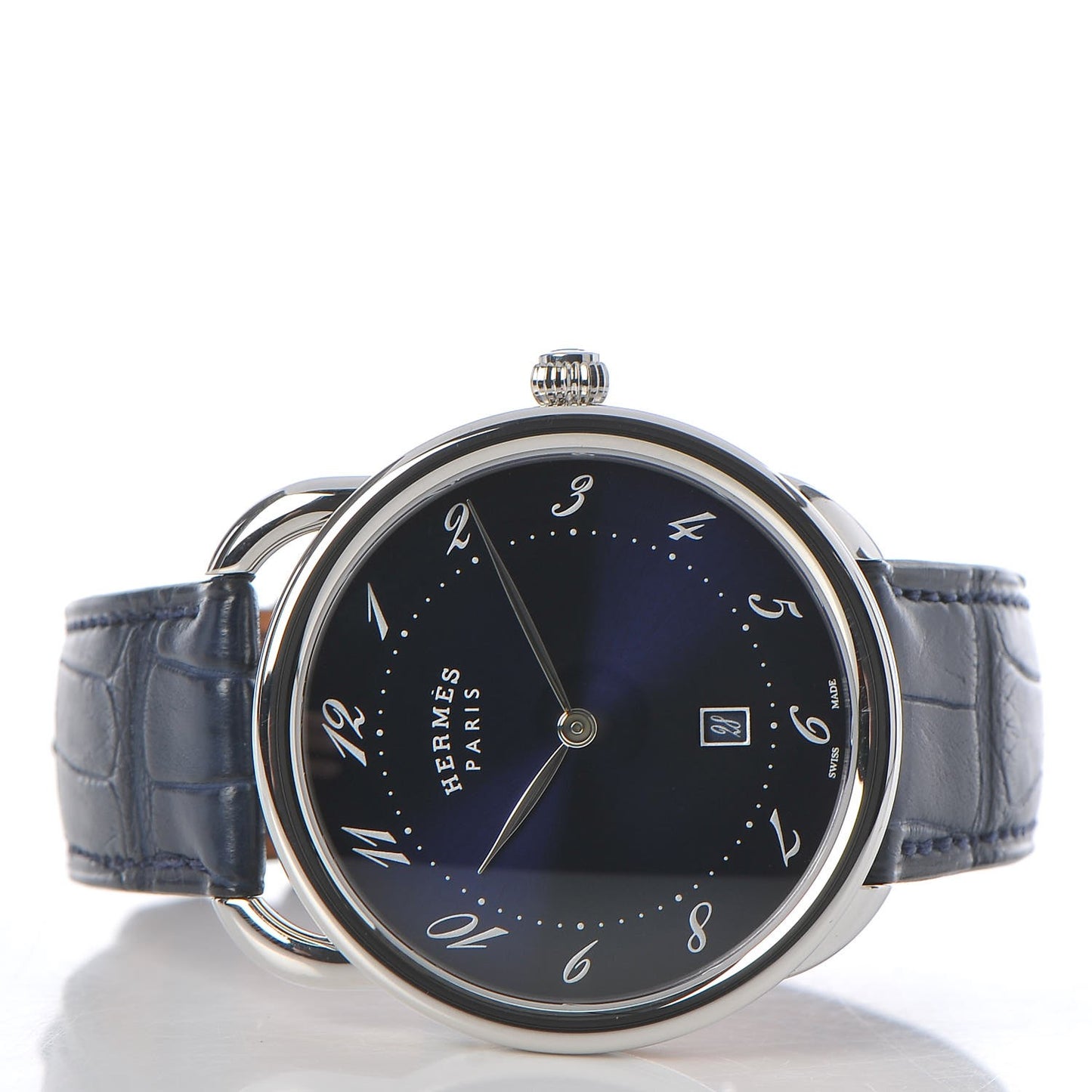 Stainless Steel Alligator 40mm Arceau Quartz Watch Bleu Abysse