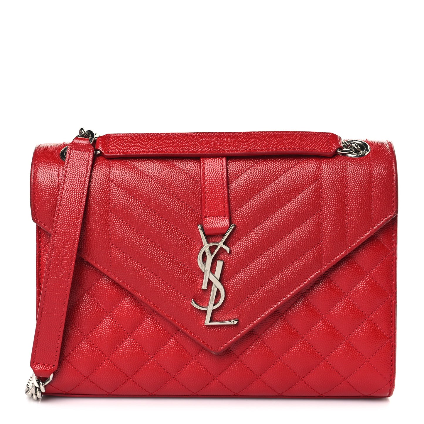 Grain De Poudre Textured Mixed Matelasse Triquilt Medium Monogram Satchel New Red