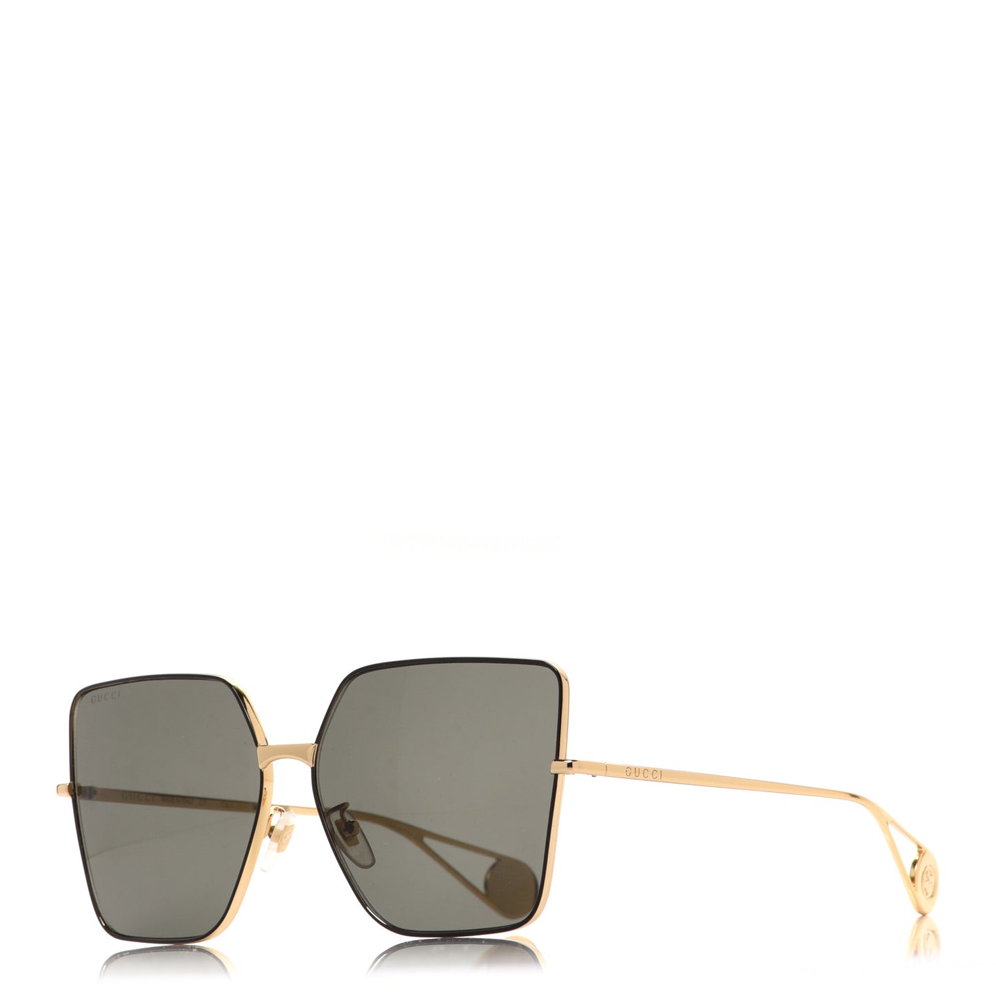 Square Frame GG0436S Sunglasses Black Gold