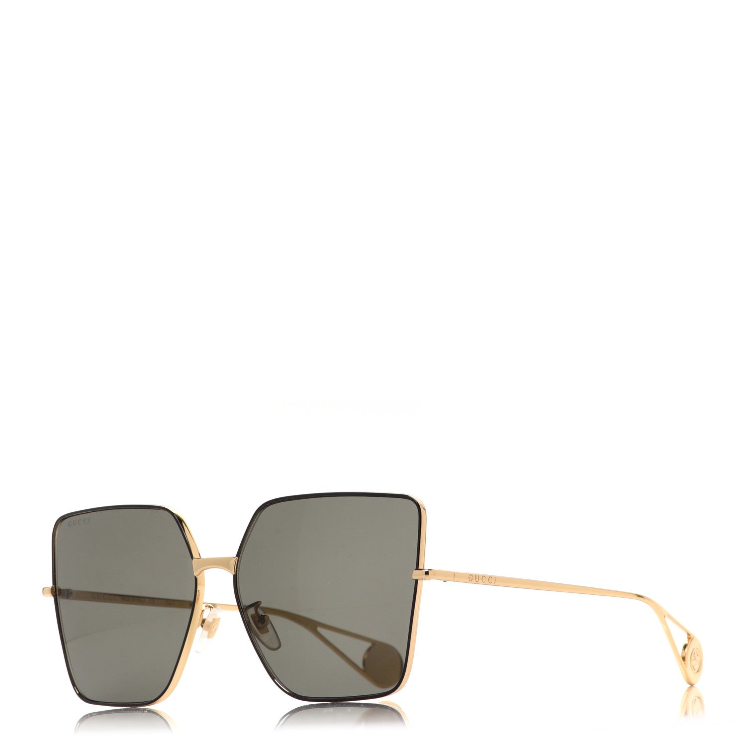 Gucci Square Frame GG0436S Sunglasses Black Gold 1 of 7