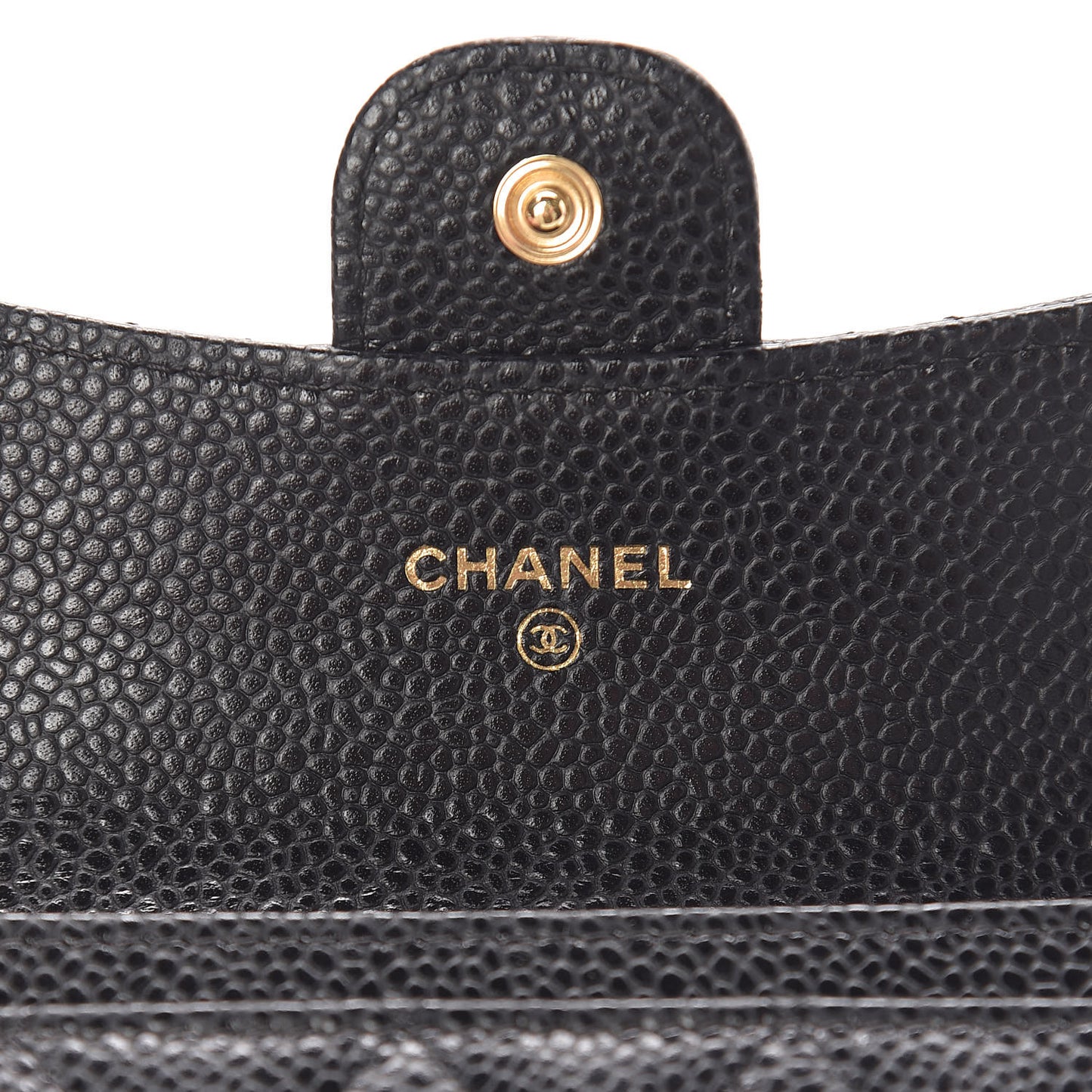 Caviar Quilted Flap Card Holder Wallet Black