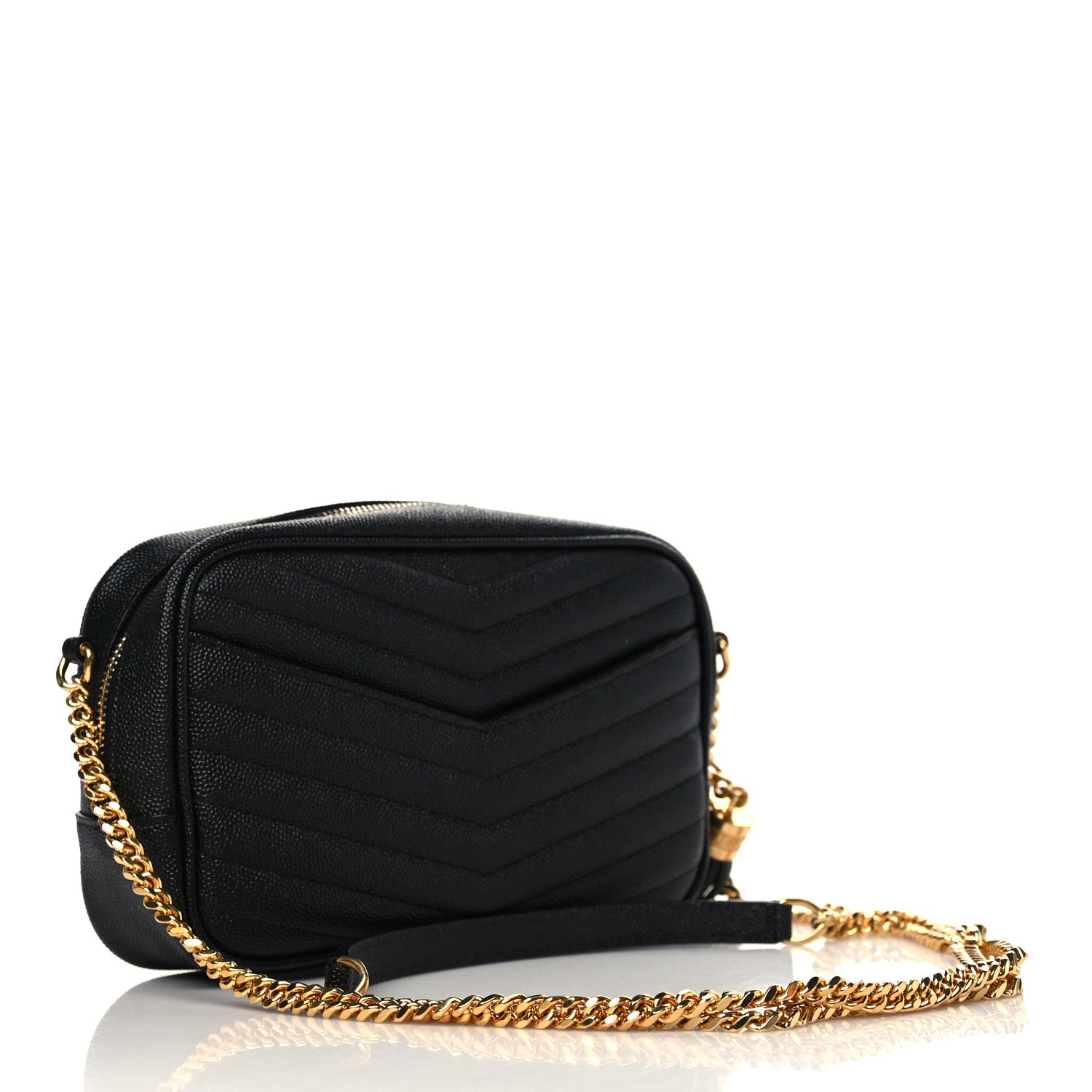 Saint Laurent Grain De Poudre Matelasse Monogram Mini Lou Camera Bag Black 3 of 7