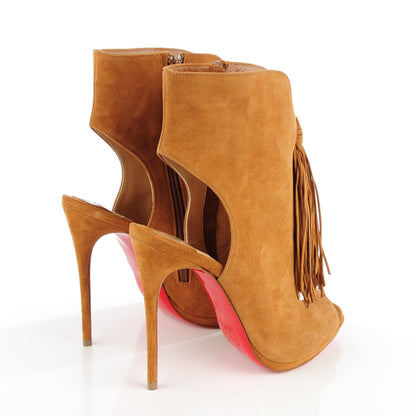 Christian Louboutin Suede Otoka Fringe 120 Booties 36 Noisette 4 of 9
