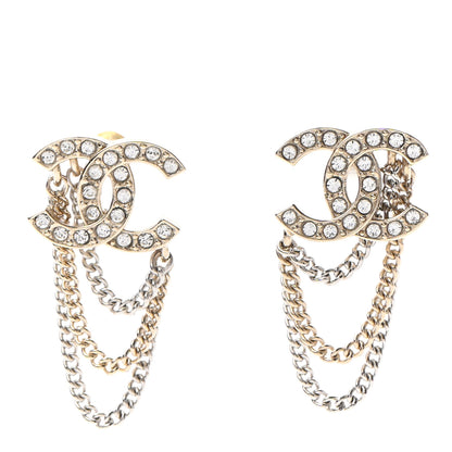 Chanel Crystal Chain CC Earrings Gold 1 of 4