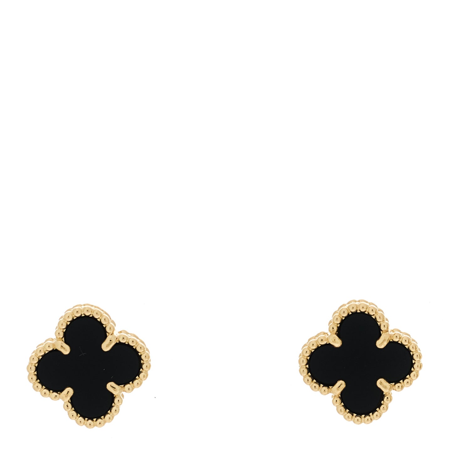 18K Yellow Gold Black Onyx Sweet Alhambra Earrings