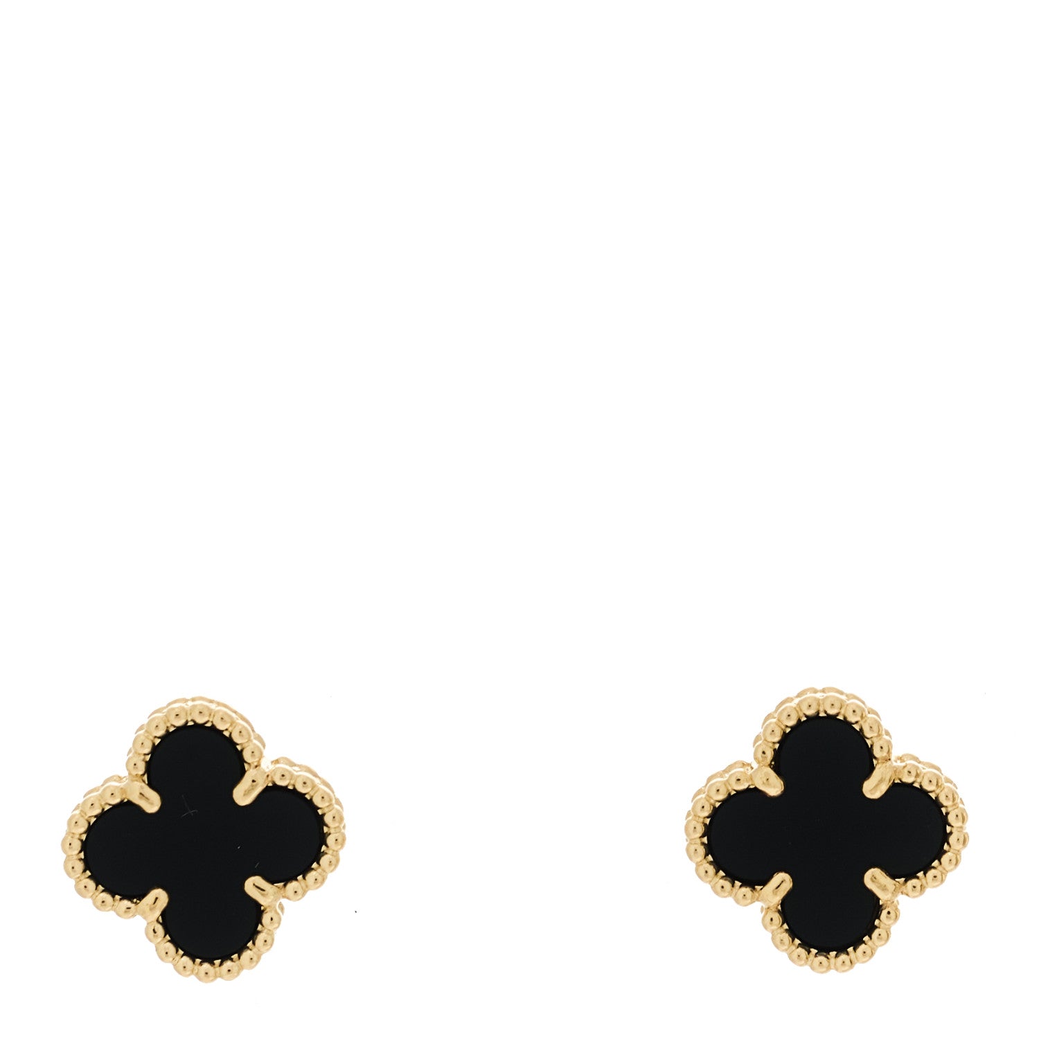 Van Cleef & Arpels 18K Yellow Gold Black Onyx Sweet Alhambra Earrings 1 of 4