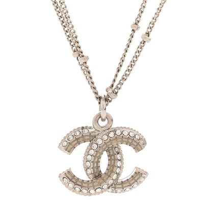 Chanel Crystal Pearl CC Pendant Necklace Silver 4 of 5