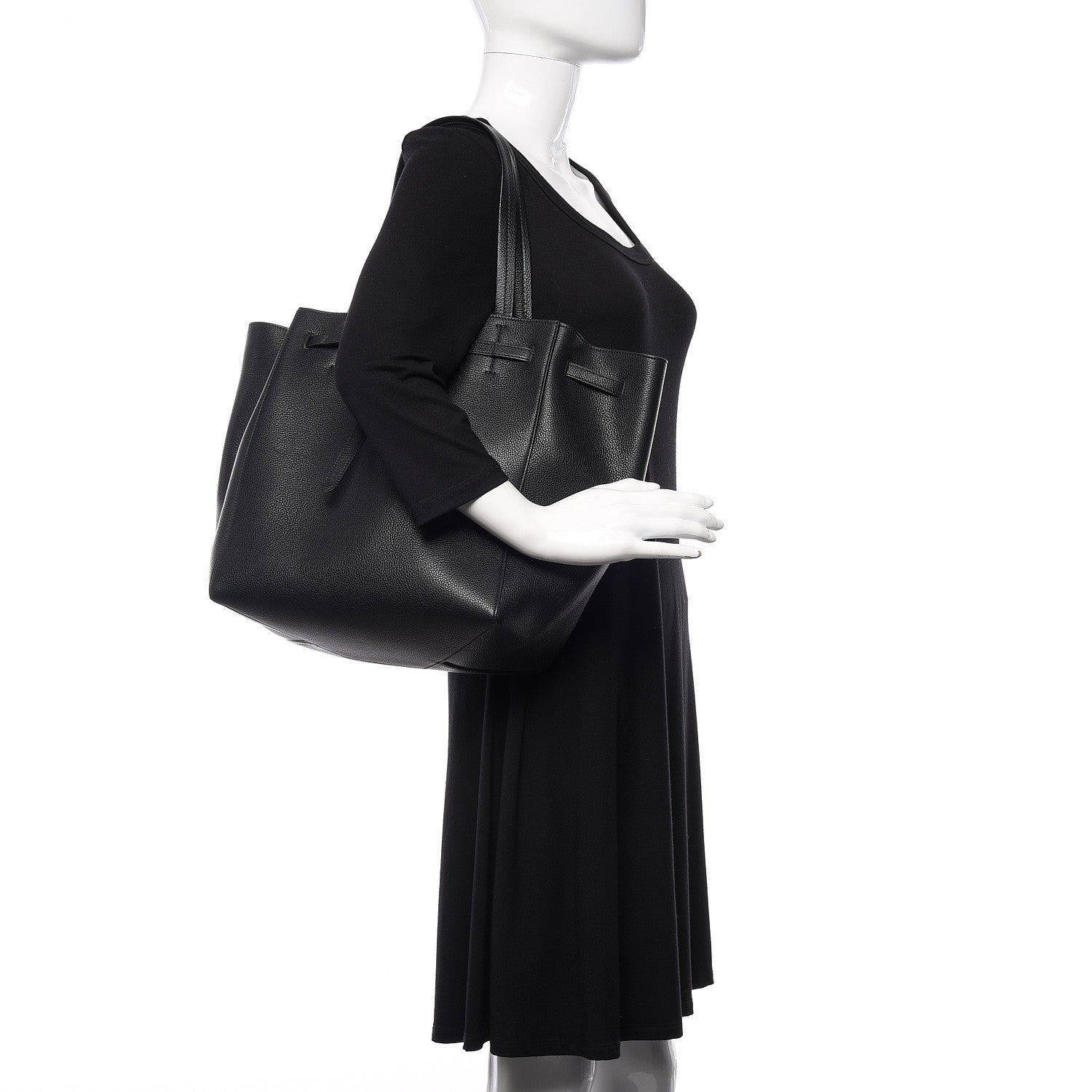 Celine Soft Grained Calfskin Small Belt Cabas Phantom Black 2 of 10