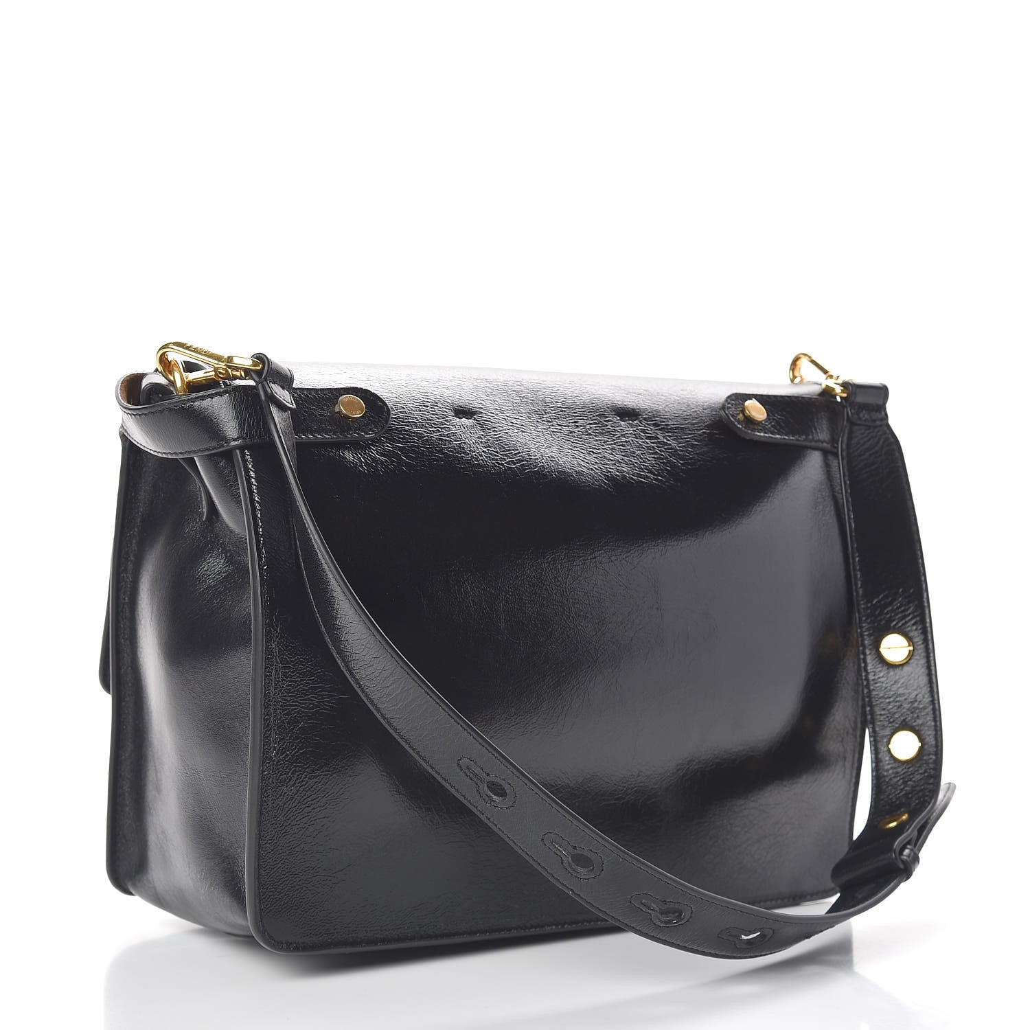 Fendi Agnello Old Shine Large Kan U Shoulder Bag Black 3 of 9