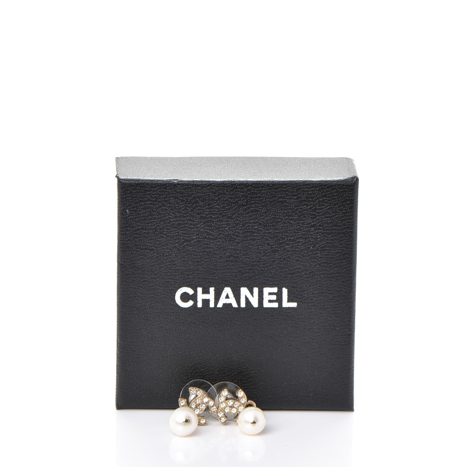 Chanel Crystal Pearl CC Drop Earrings Light Gold 7 of 7