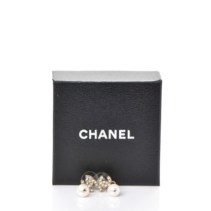Chanel Crystal Pearl CC Drop Earrings Light Gold 7 of 7