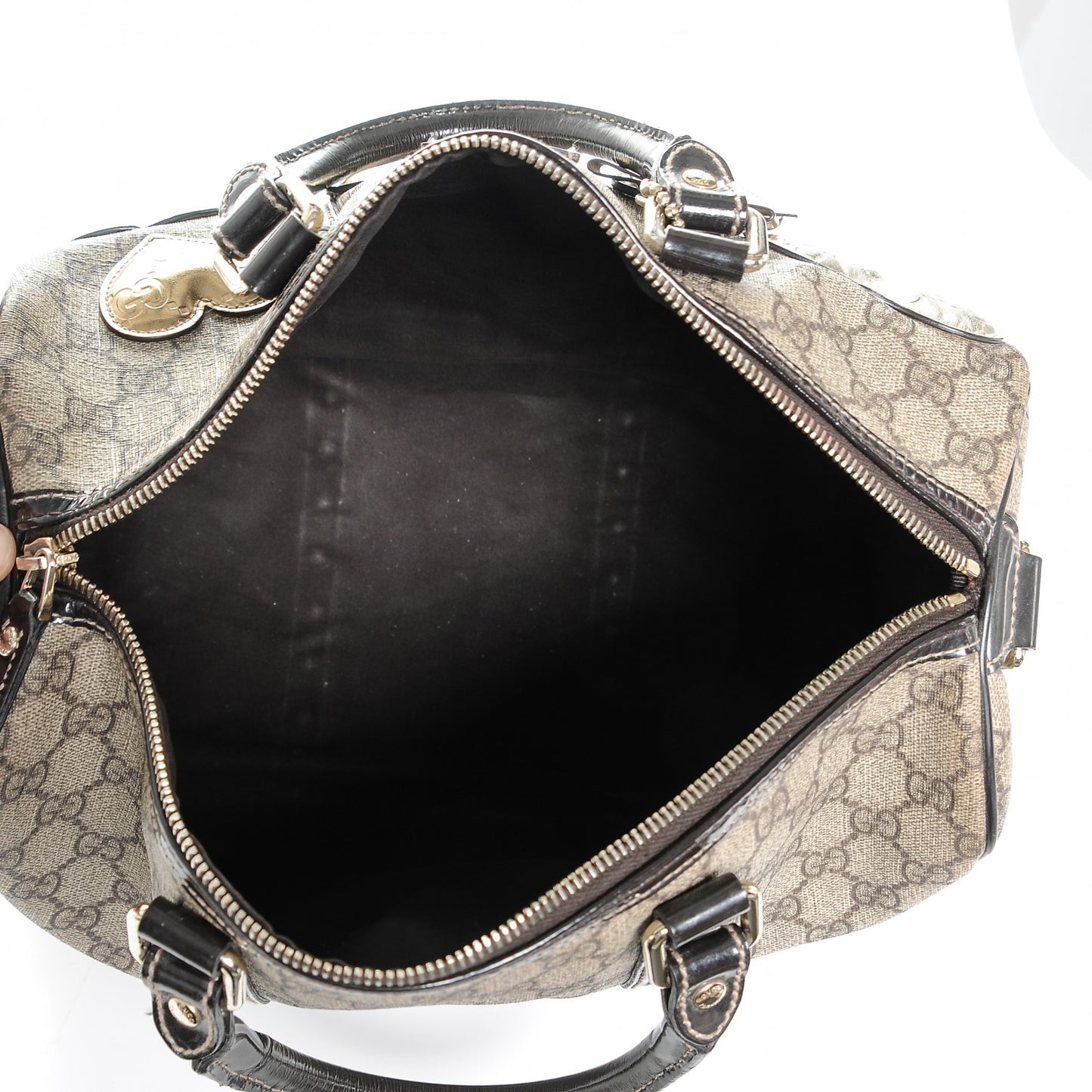 Monogram Guccissima Hearts Studded Medium Joy Boston Dark Brown