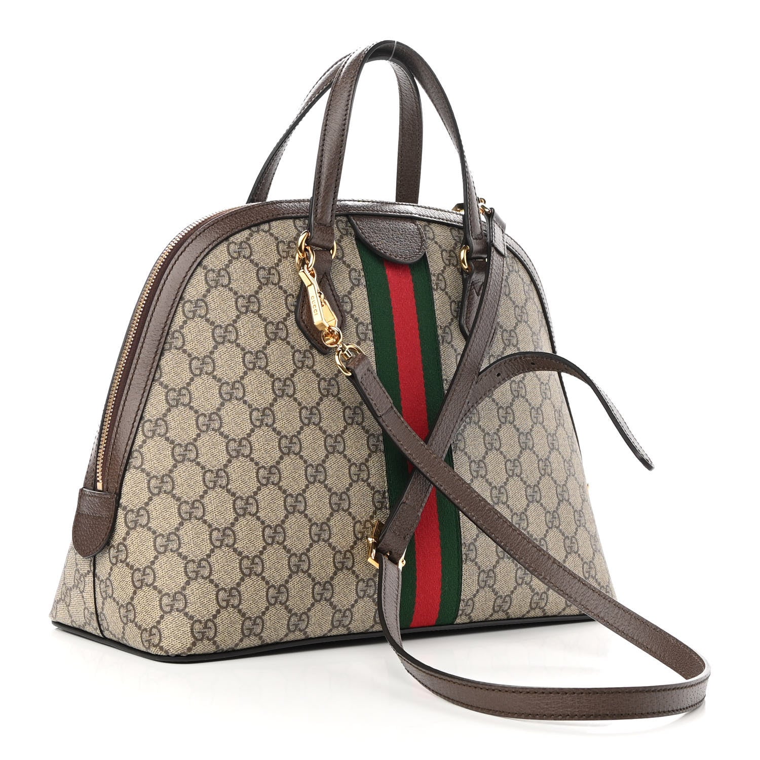 Gucci GG Supreme Monogram Web Medium Ophidia Top Handle Dome Bag Brown 3 of 9