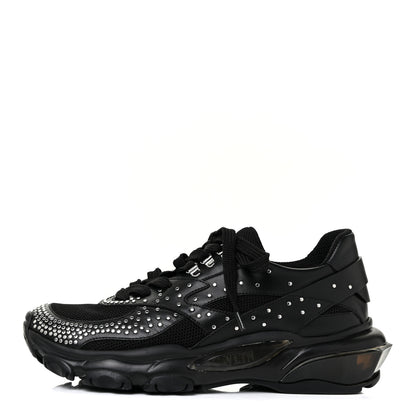 Valentino Garavani Calfskin Studded Womens Bounce Sneakers 36.5 Black 1 of 10